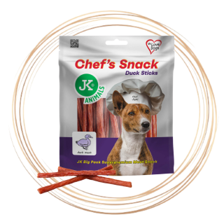 JK ANIMALS Chef's Meat Snack, sušené kachní tyčinky, 200 g
